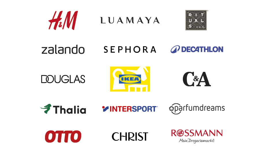 Logos of various retail brands and companies.