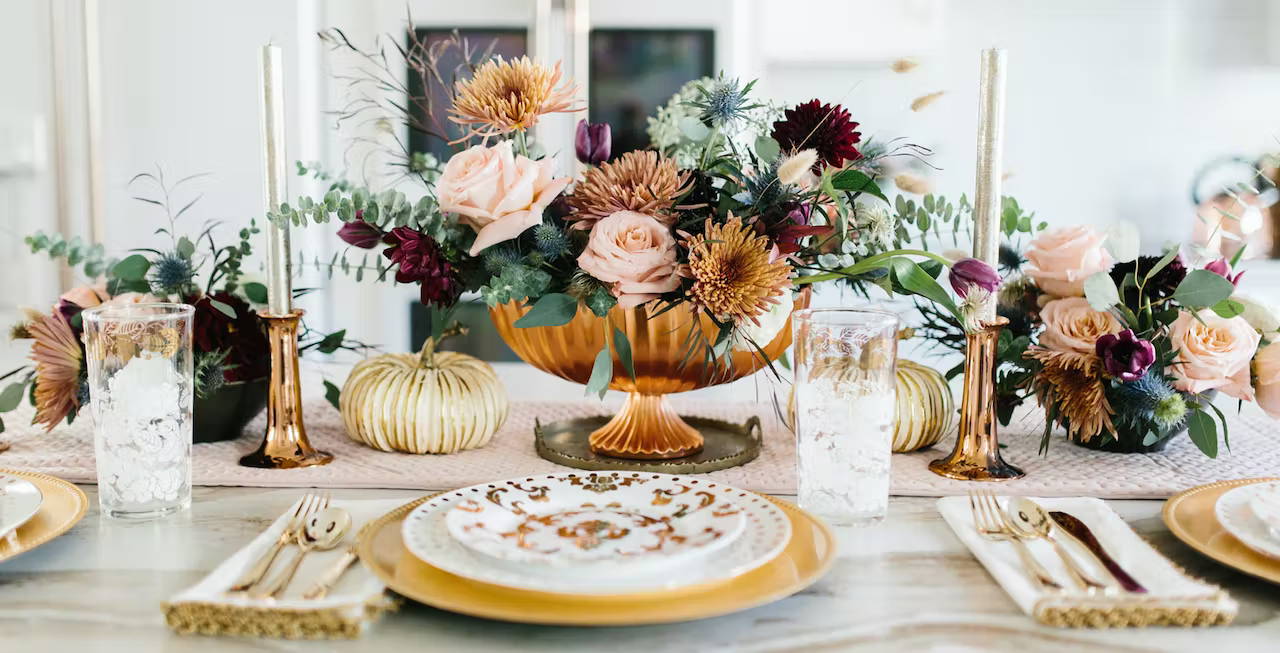 fall inspired kitchen island tablescape
