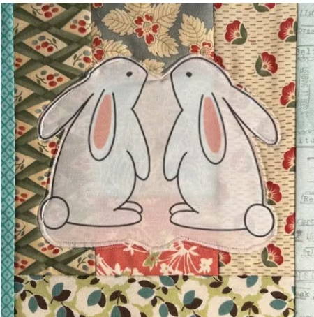 Easter Bunnies Appliqued to the QATG Block