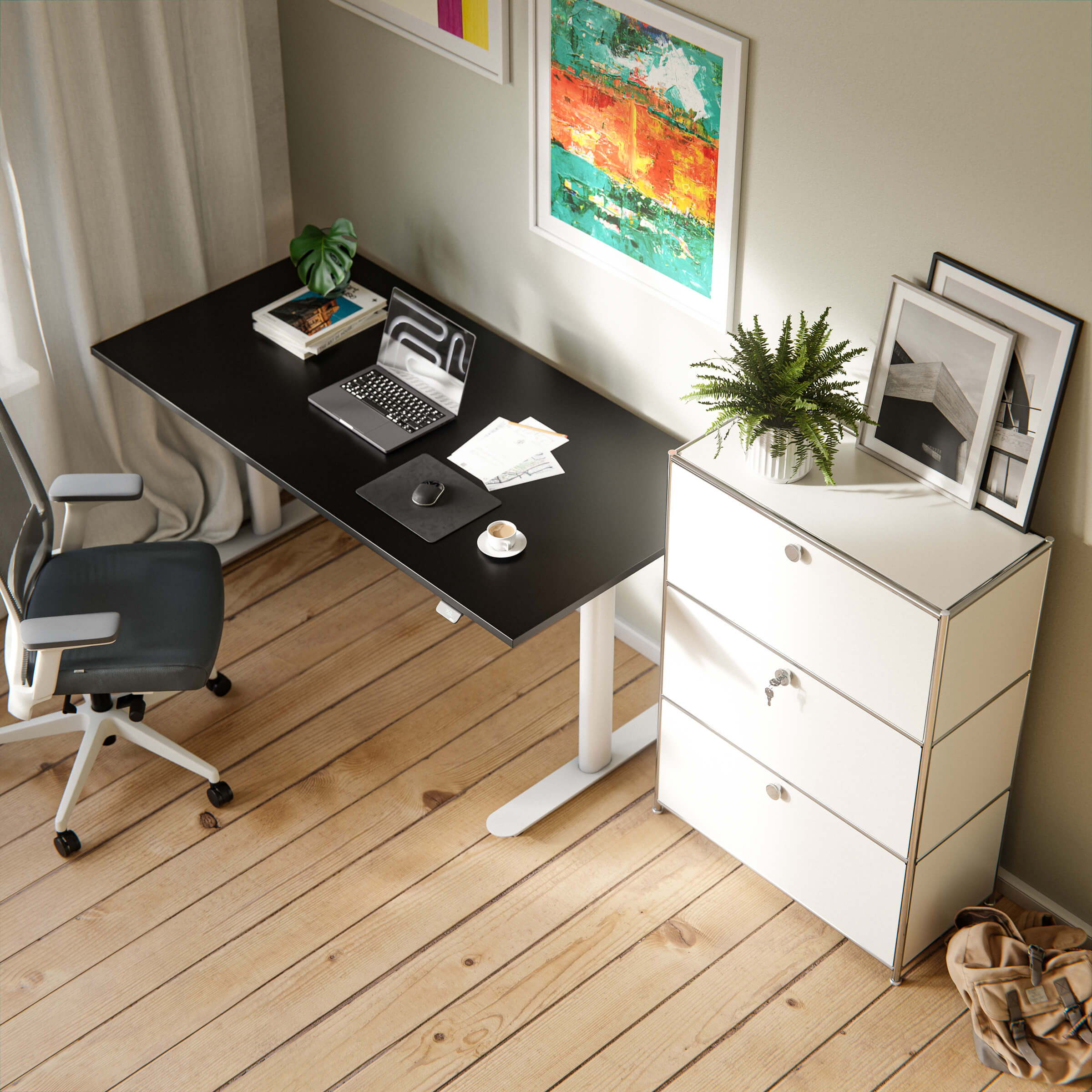 Modern office with a white ofinto Cubox office shelf—perfect for staying organized
