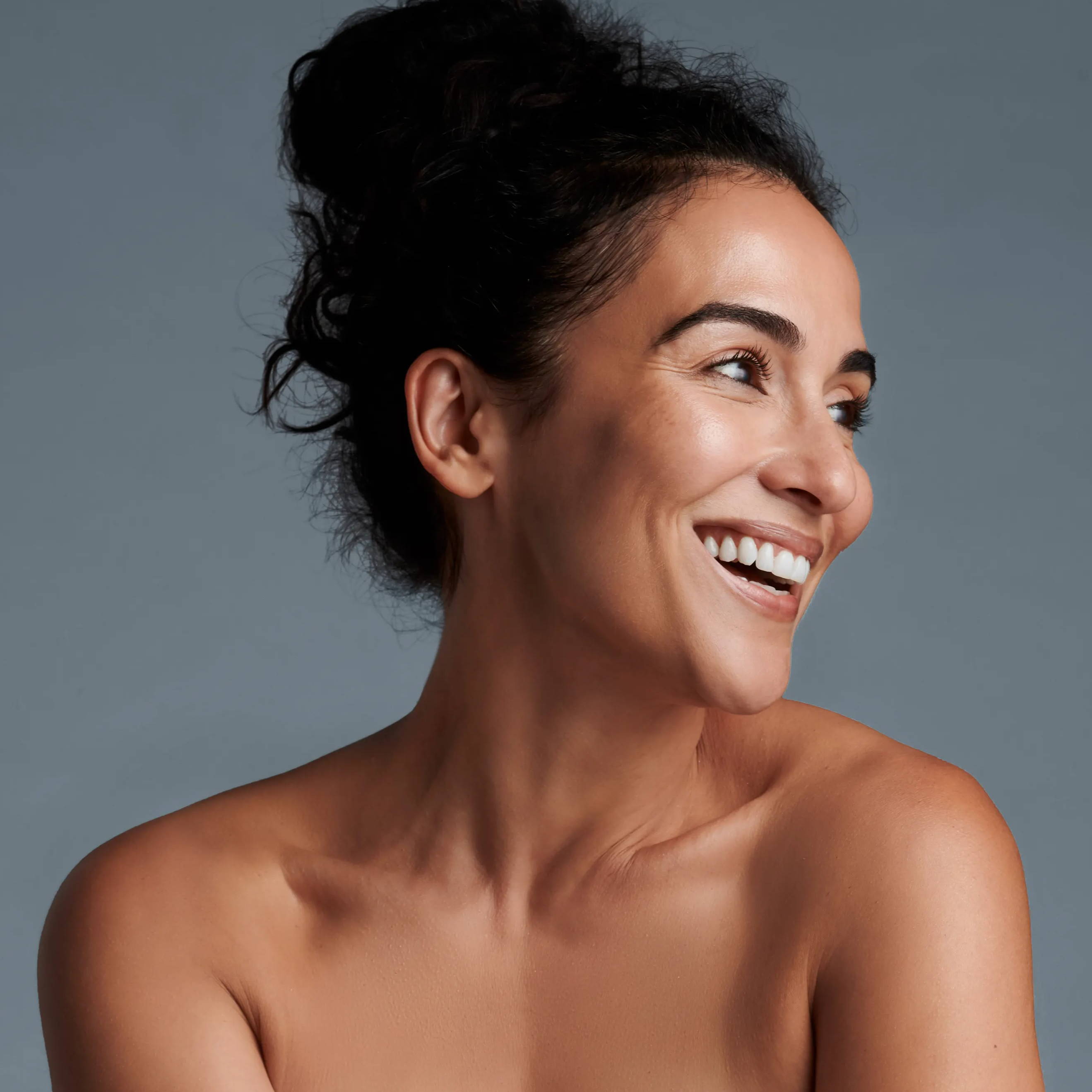 Woman with hydrated skin