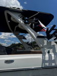Close-up Super Echo air horns mounted on Malibu G5 wakeboard tower with American flag photo 5