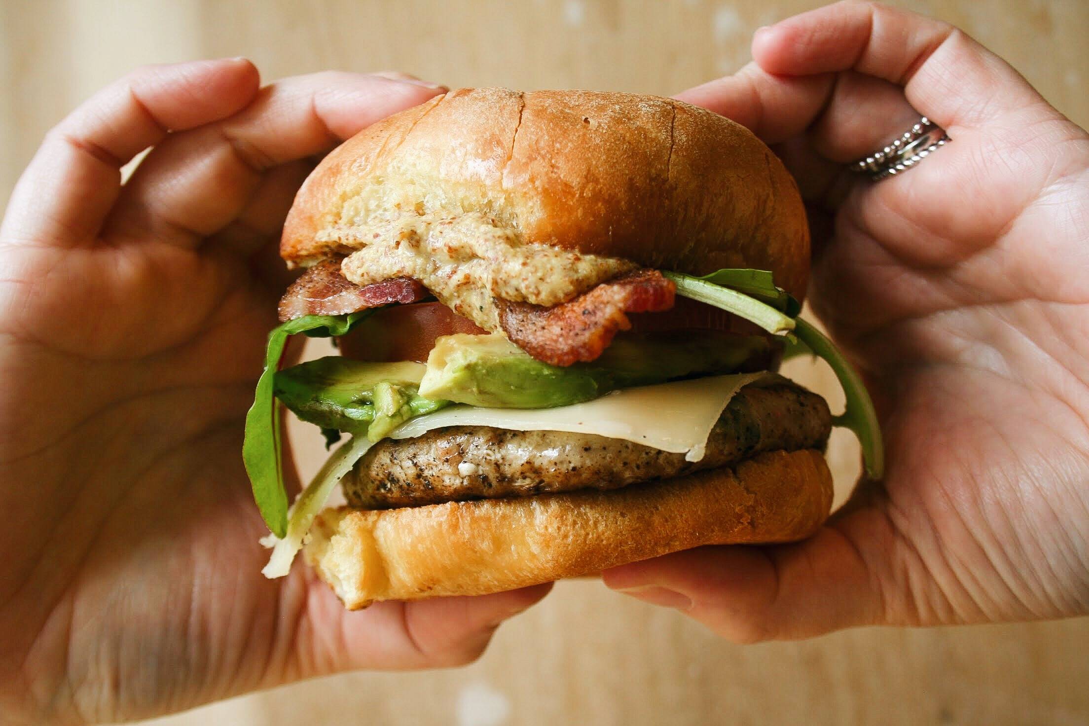 Blended Burger  - Grateful Chicken Burger in hands