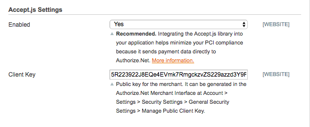 Authorize.Net Accept.js Settings