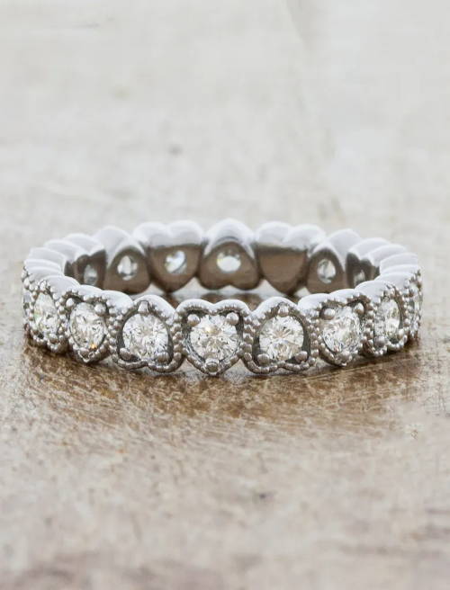 diamond eternity promise ring with heart detail