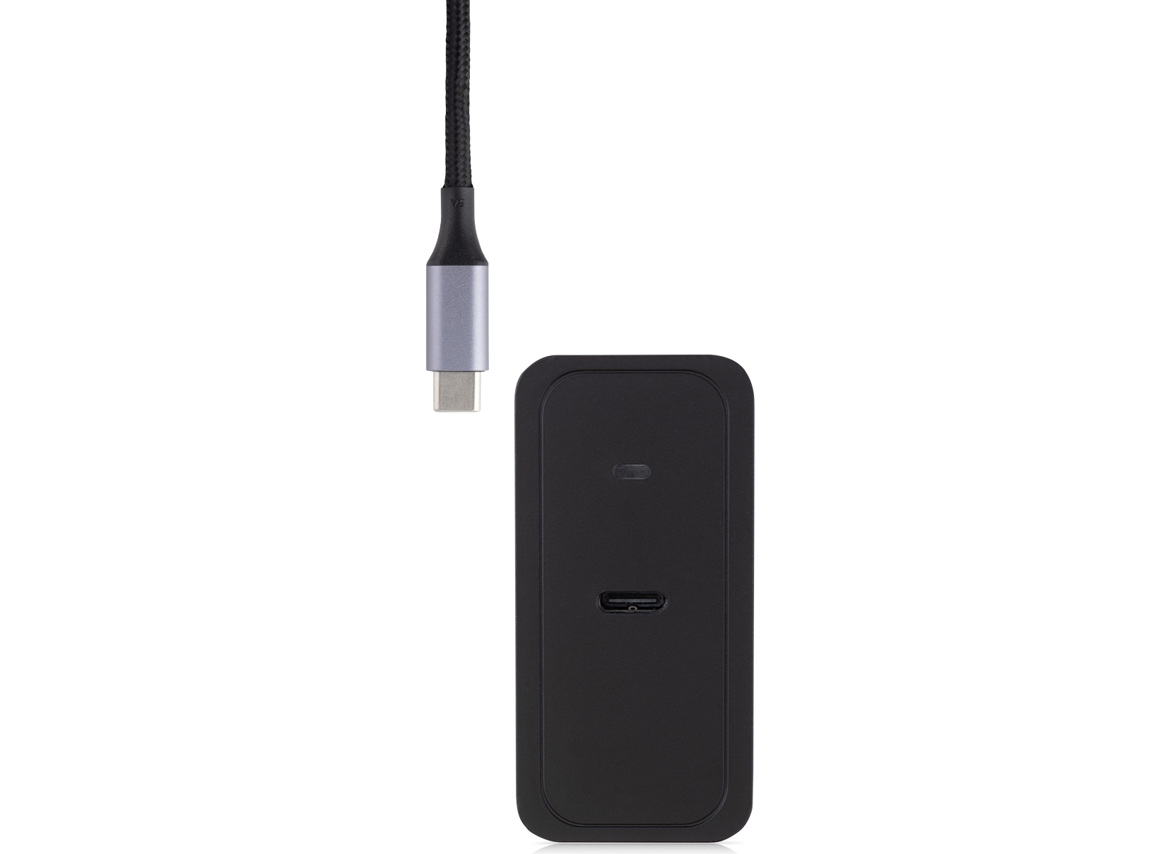 Black device with USB-C cable attached.