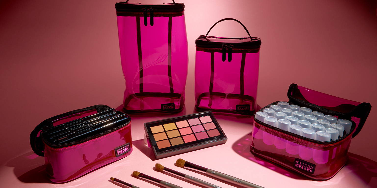 makeup palettes, brush, and mascara