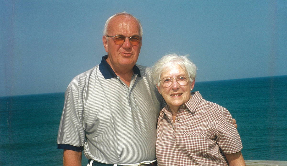 A photograph of Mr and Mrs Mosser at the beach. 