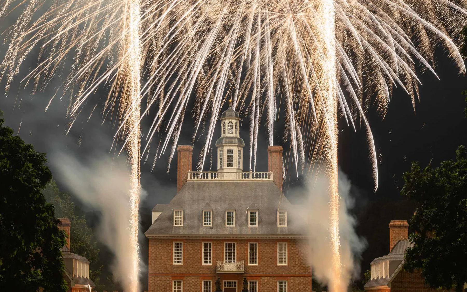 July 4th Fireworks over the Governor's Palace at Colonial Williamsburg