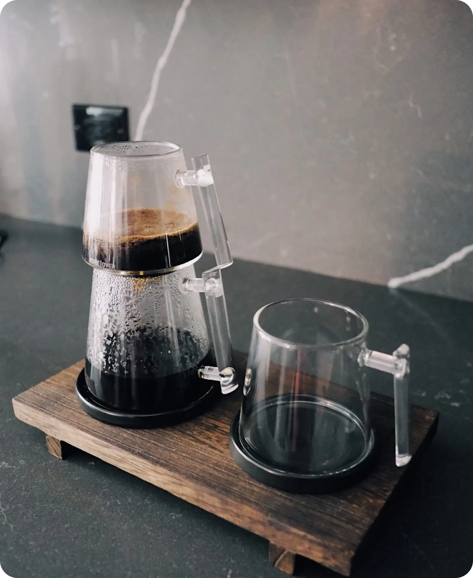 The Pure Over brew kit on a kitchen counter
