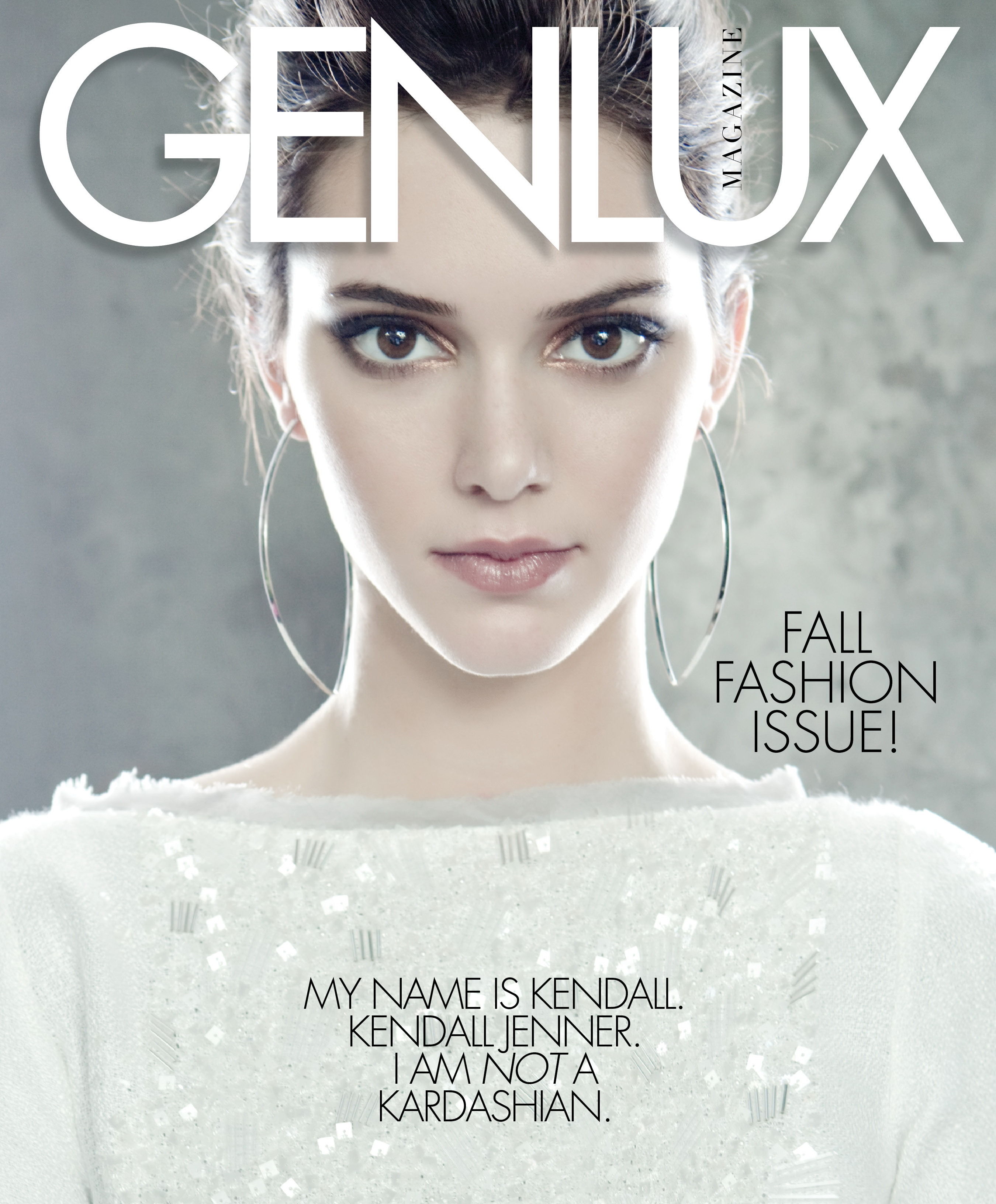 Magazine cover featuring a model with text about identity and fashion.