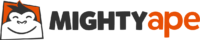 Mighty Ape logo featuring a smiling ape character.