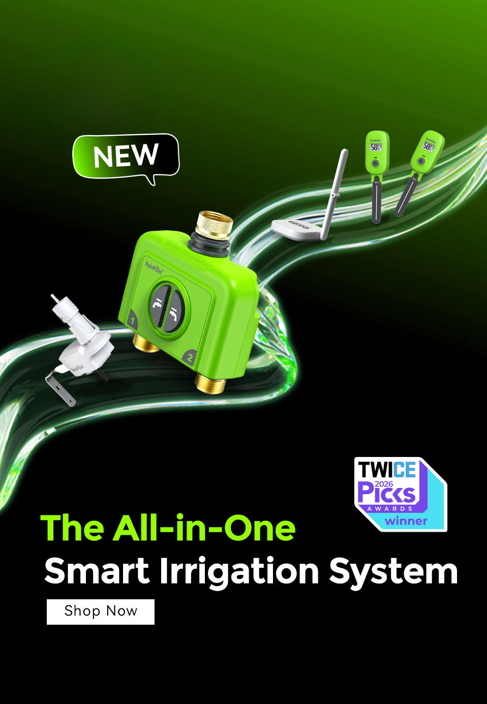 Werbung für neues All-in-One Smart Bewässerungssystem. Jetzt einkaufen.
