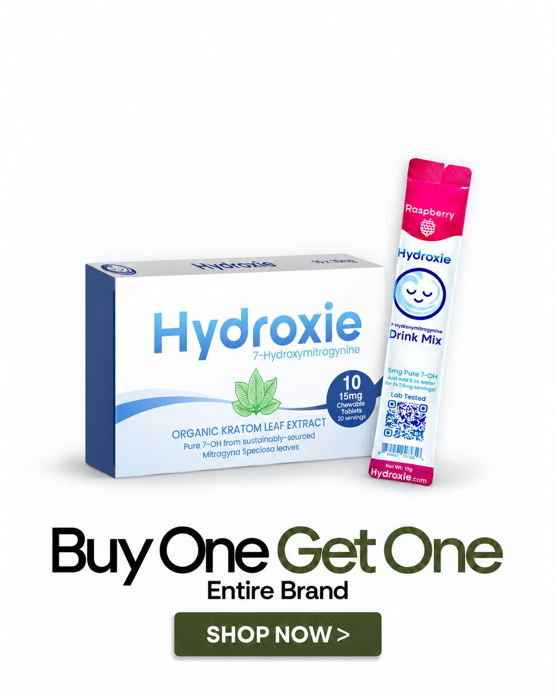 Hydroxie product box with promotional Buy One Get One offer.
