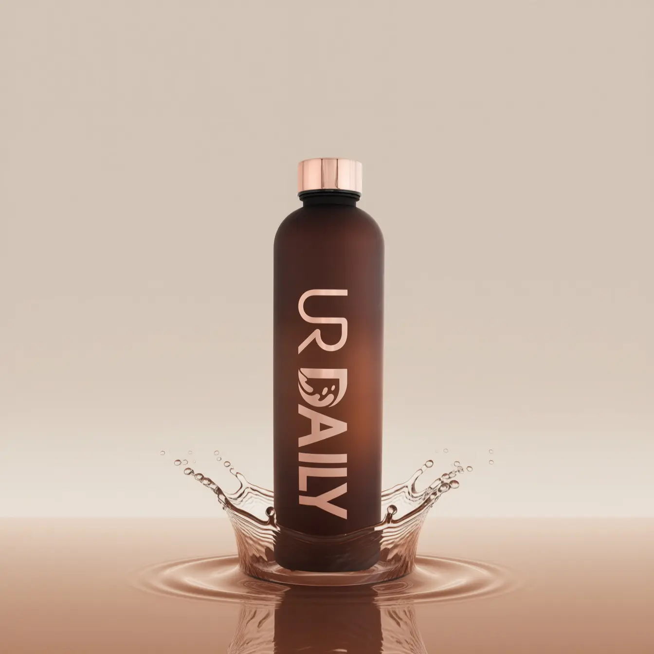 Brown water bottle with 