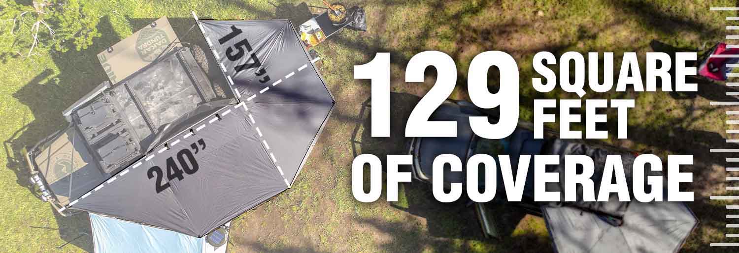 129 square feet of coverage with dimensions shown.