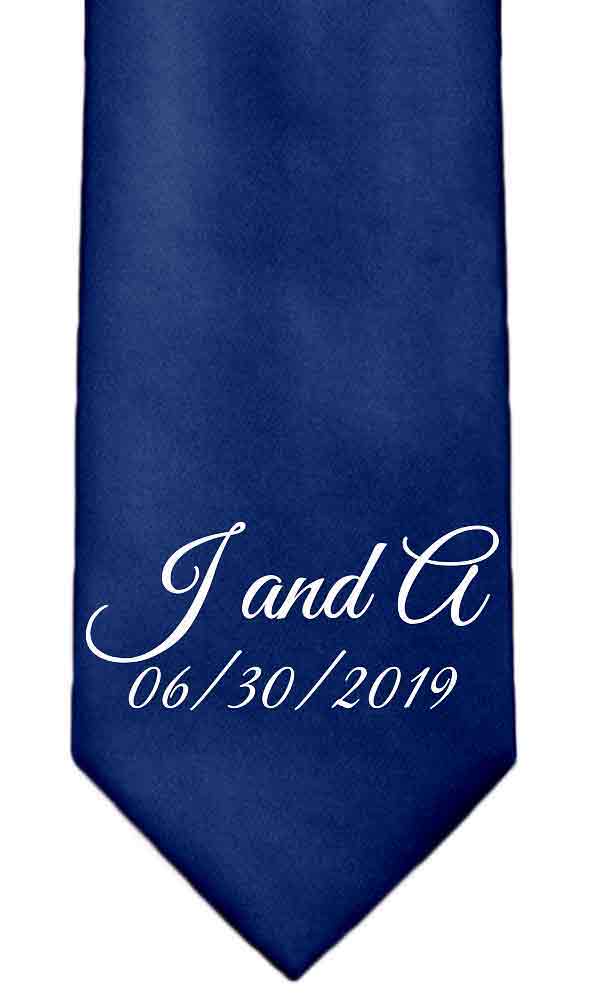 Custom necktie with Bride and Groom's initials and wedding date