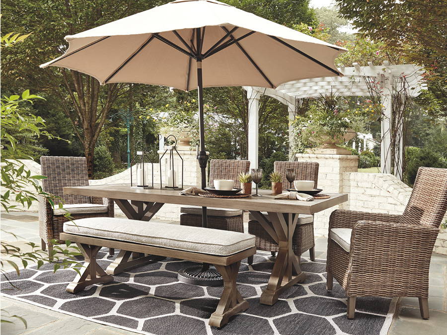 A furnished outdoor living space