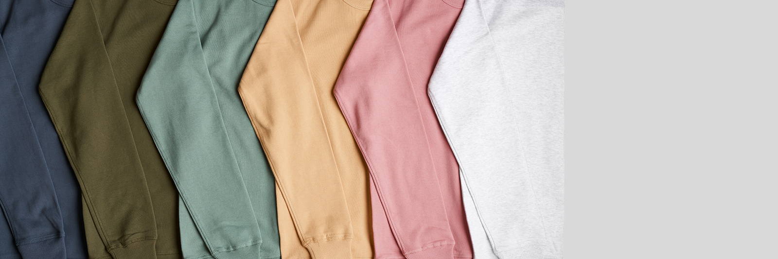 Close up of sleeves in varying colours
