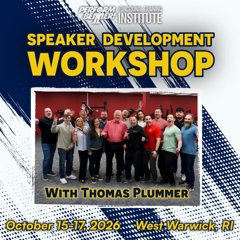 Group photo promoting a Speaker Development Workshop with Thomas Plummer, October 2026.