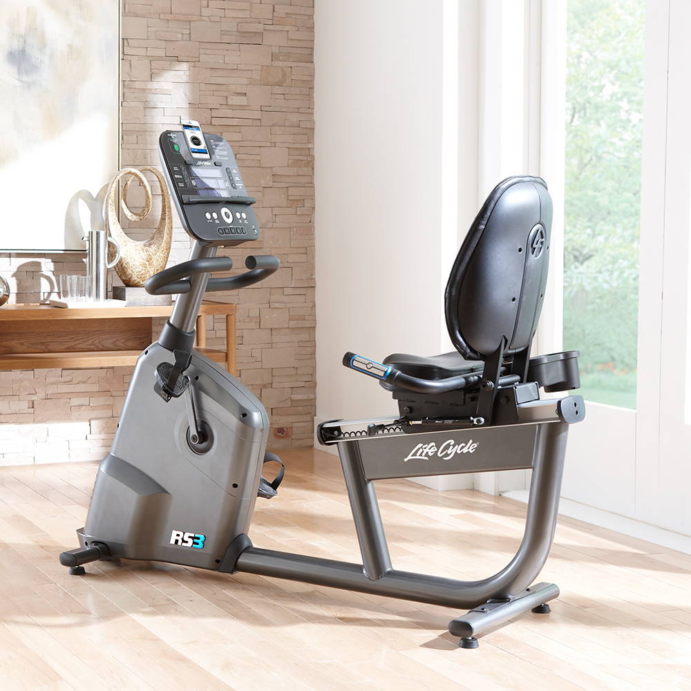 RS3 Recumbent exercise bike in living room of home