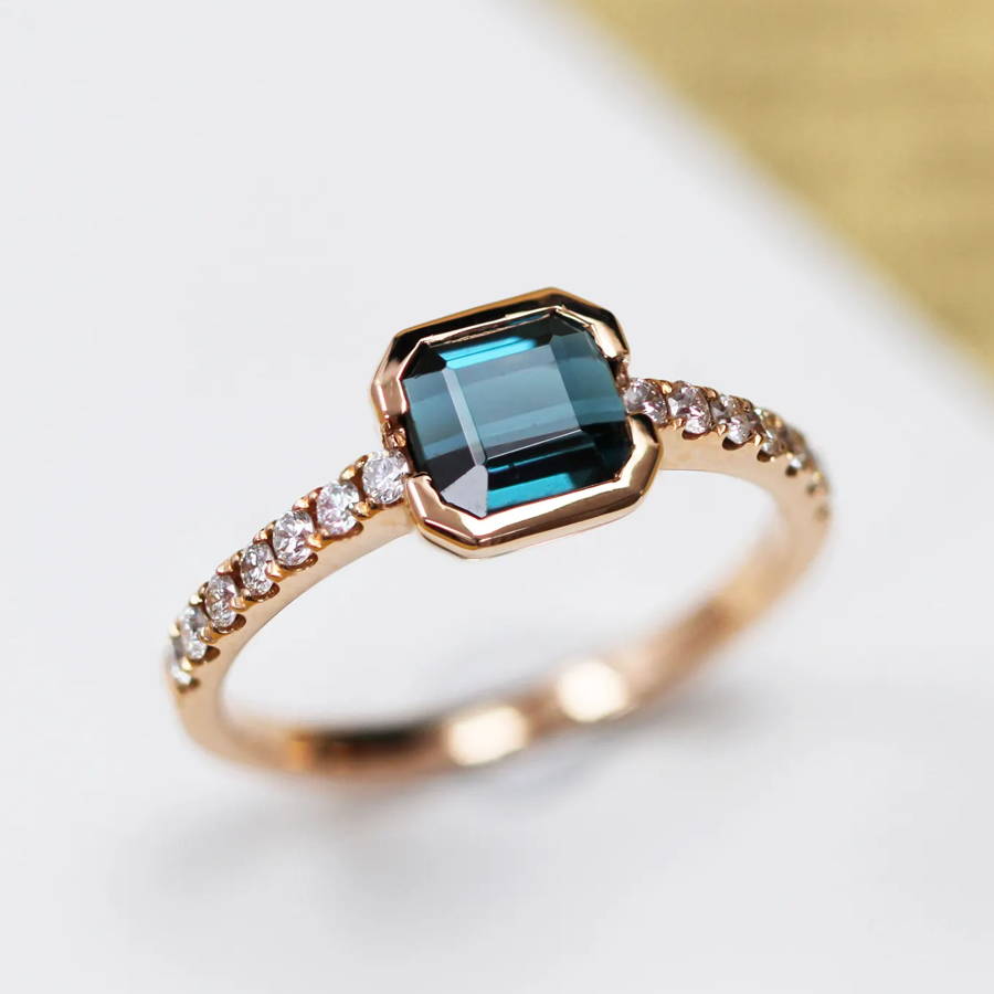 靛藍碧璽 Indicolite 包鑲戒指 WILLS JEWELLERY