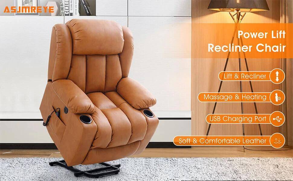 Asjmreye Power Lift Recliner Chair,Vibration Massage and Heating,With Cup Holder