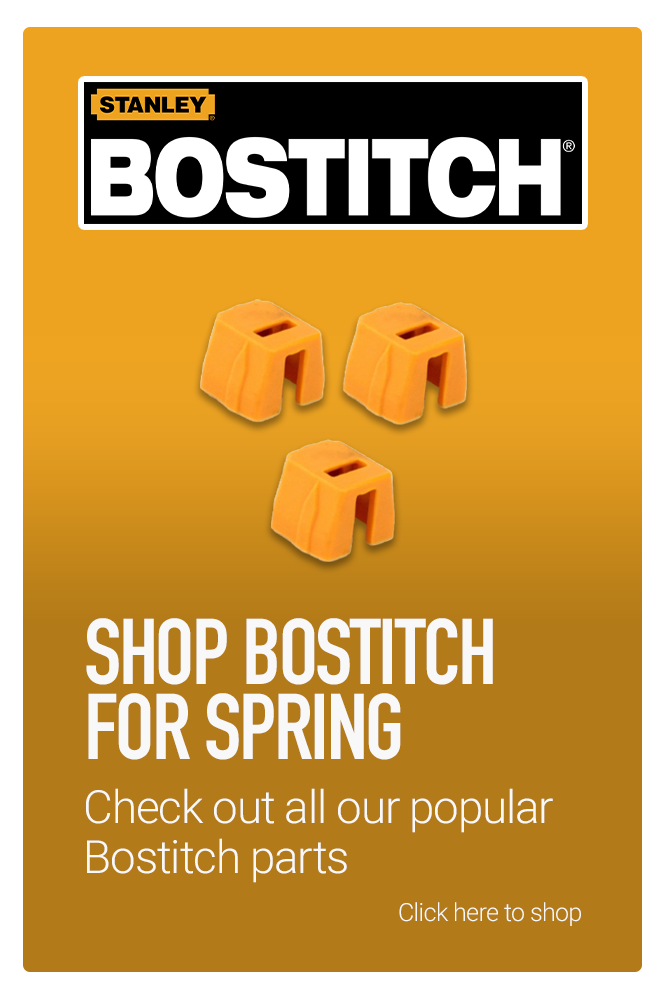 Promotional image for Bostitch parts with spring-themed design.