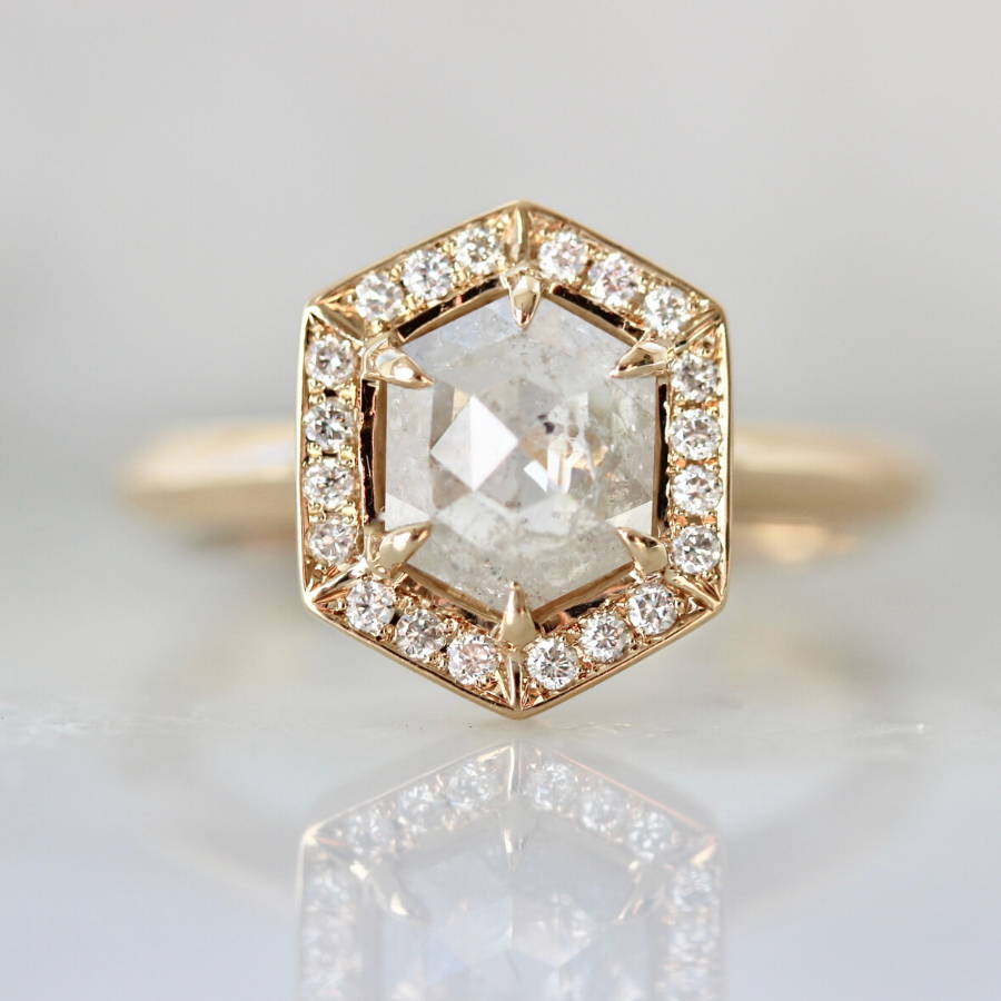 hexagon cut diamond ring