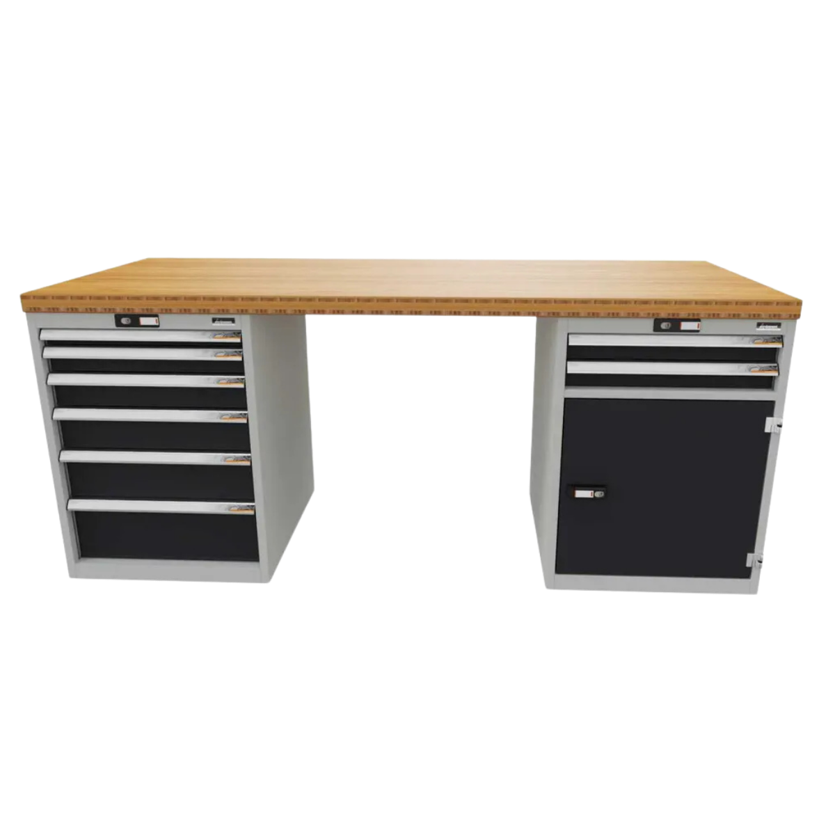 Garant Gridline 2000 mm Workbench with 2 drawer casings 24G, 1 cupboard, height 850 mm, 20×20G.png