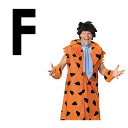 Image of man wearing Flintstones costume. Shop all Letter F costumes. 