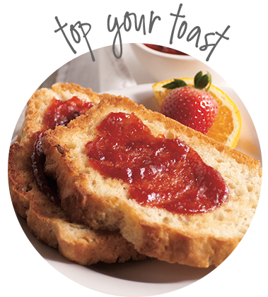 Top your toast with Rhubarb Strawberry Fruit Spread. View serving suggestions.