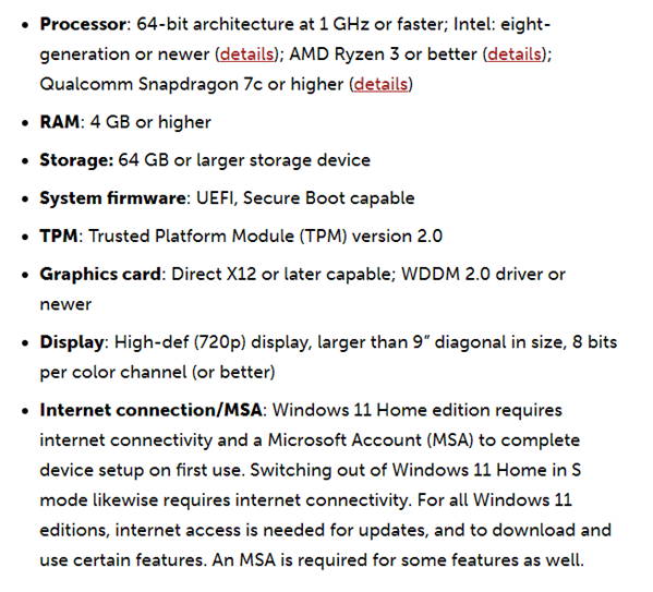 Windows 11 Specs