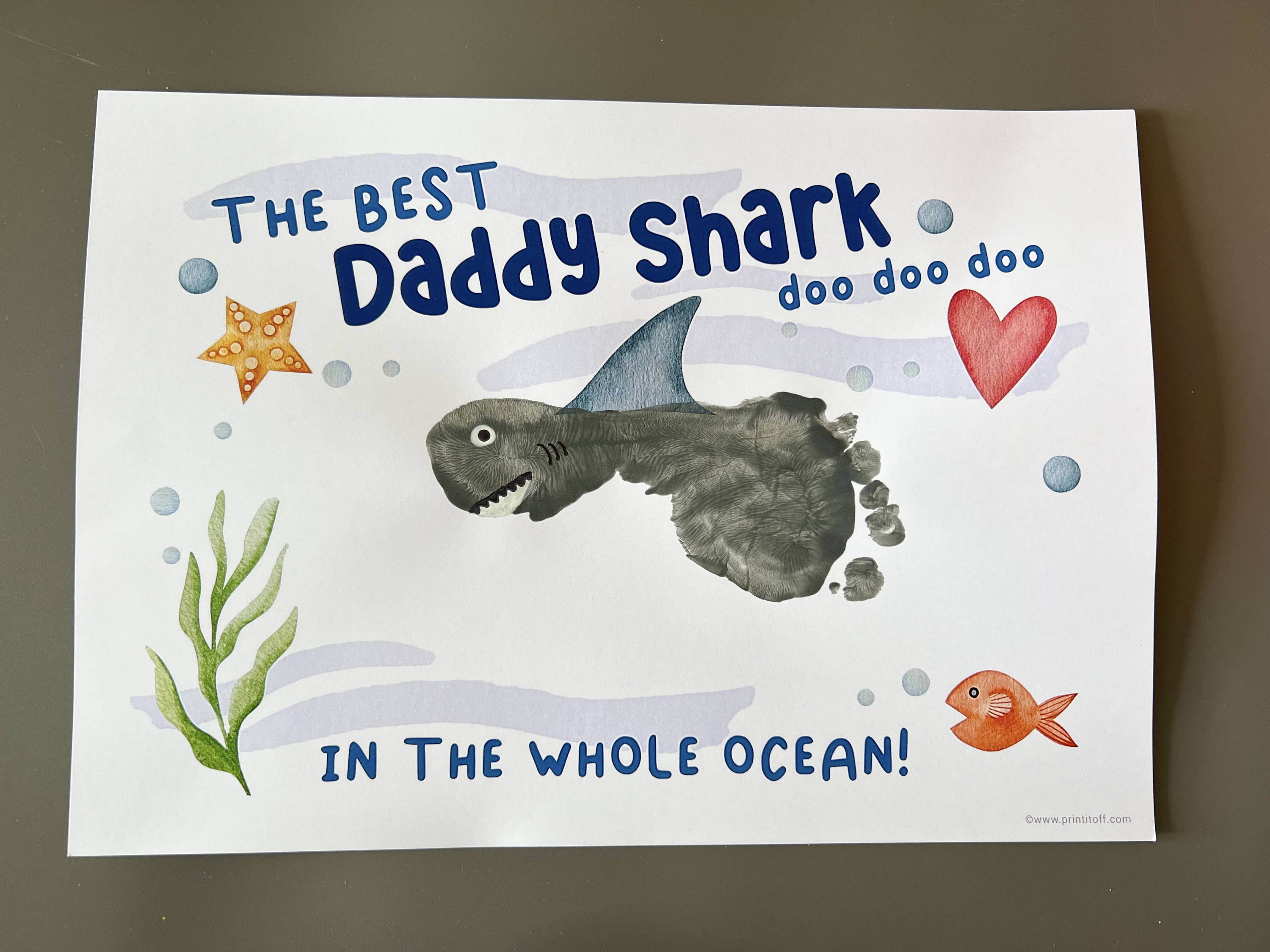daddy shark footprint craft art