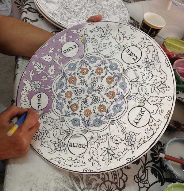 Ceramic seder plate, hand painted