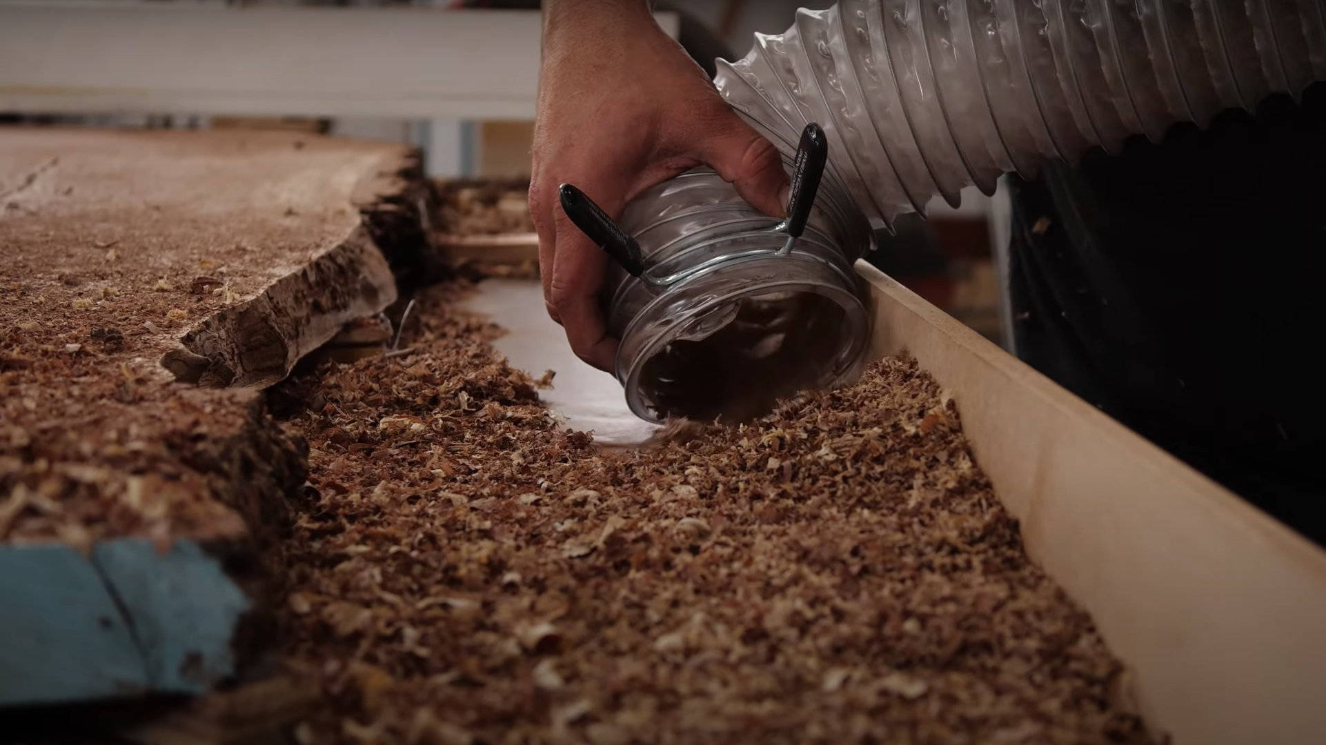 Vacuuming sawdust