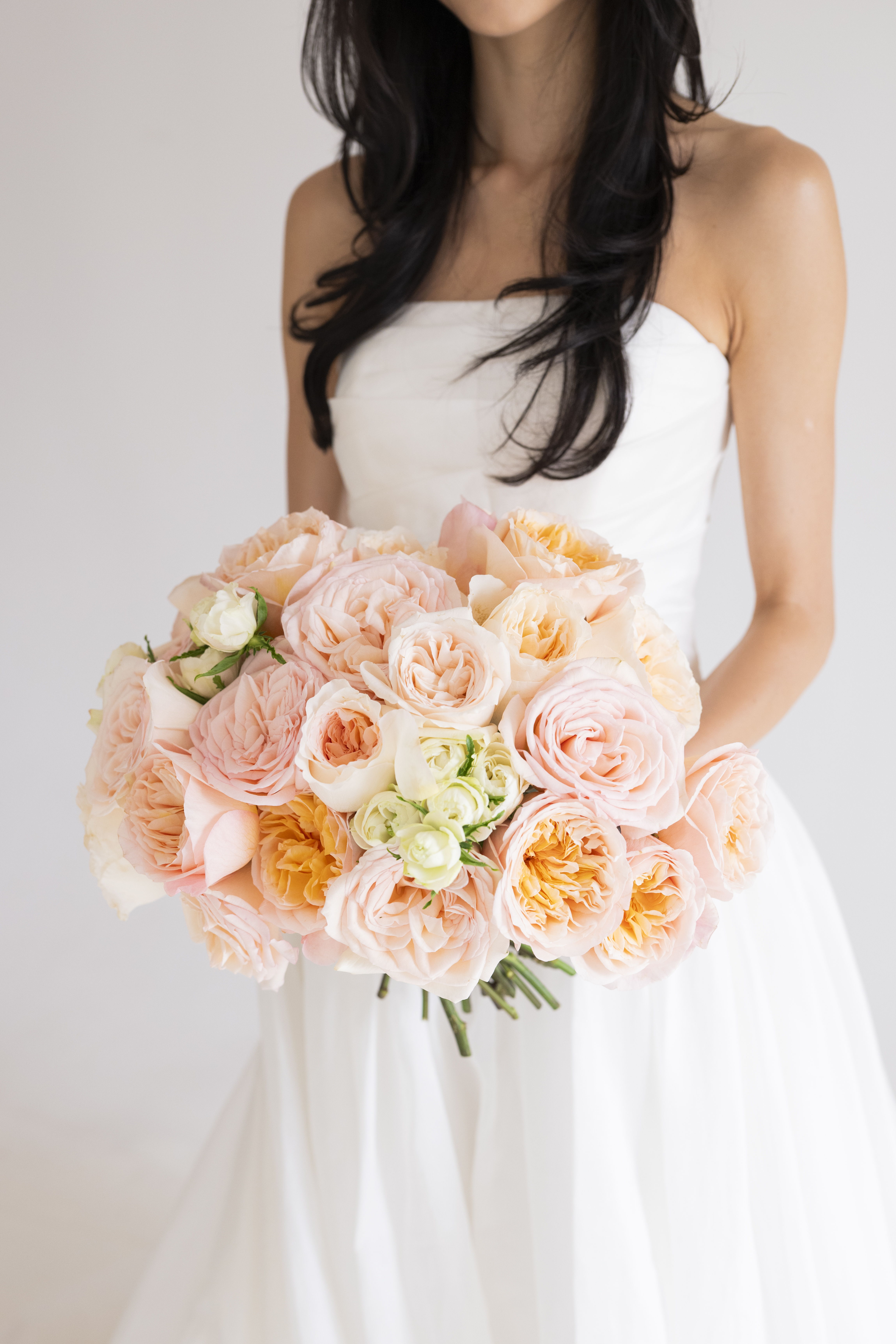 Peach Garden Rose bridal bouquet