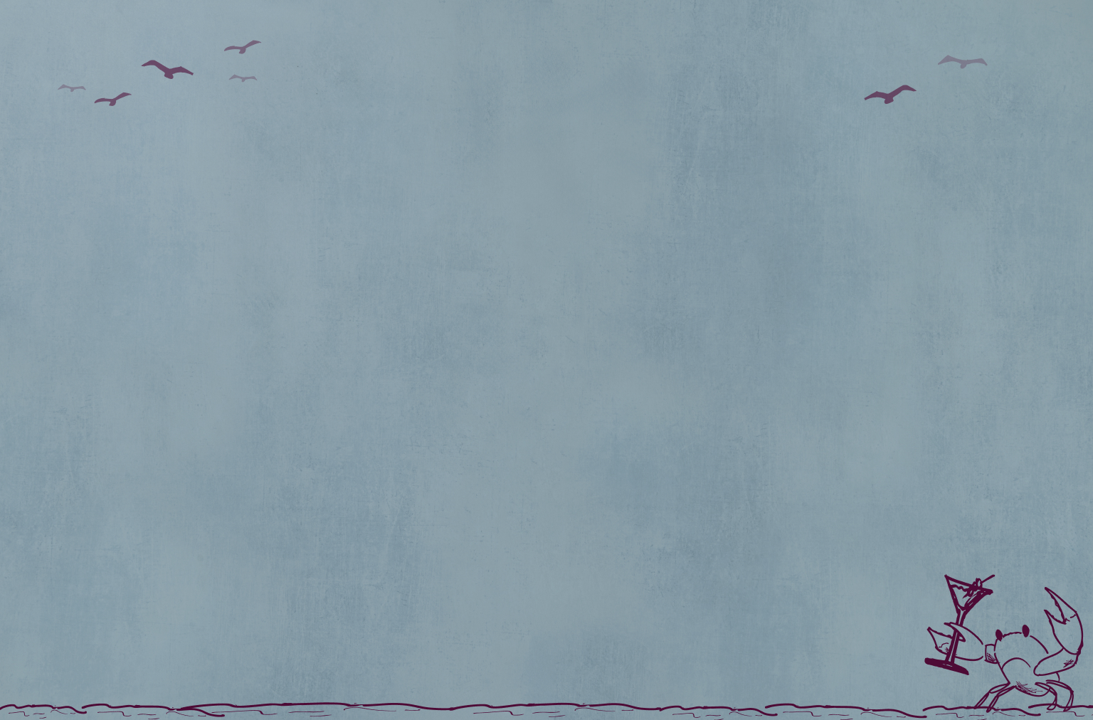 A whimsical drawing of a character in a vast, empty landscape.