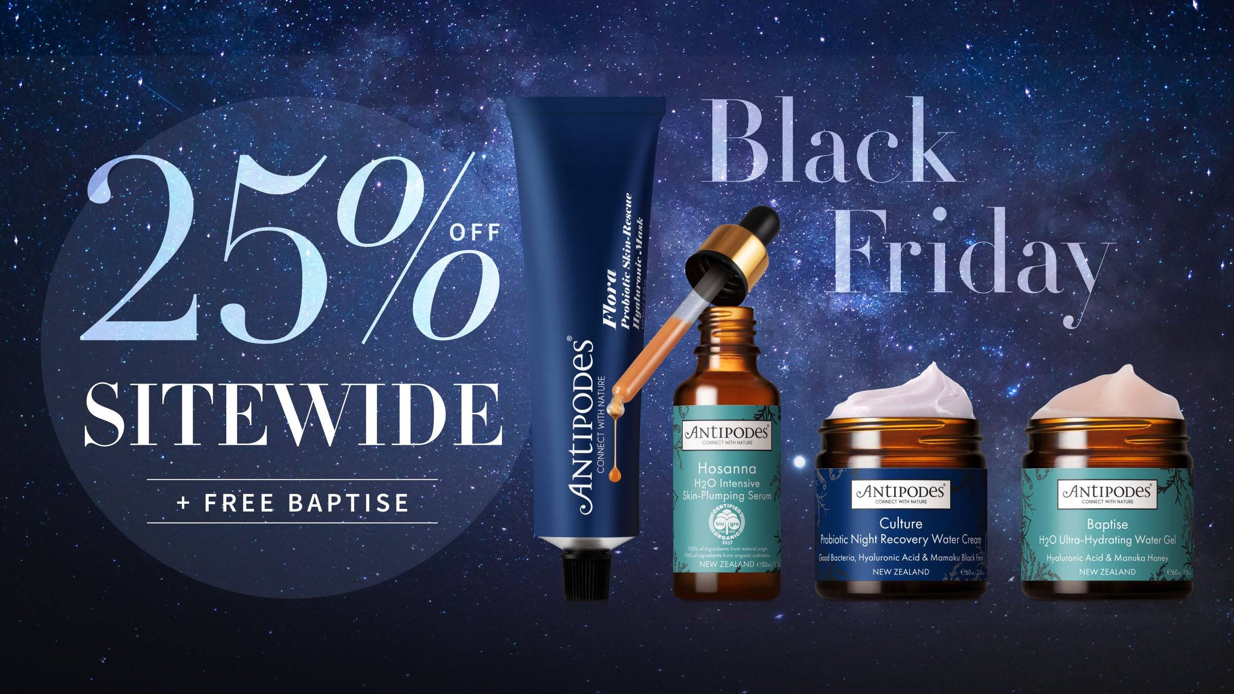 Black Friday 25% off sitewide plus free Baptise