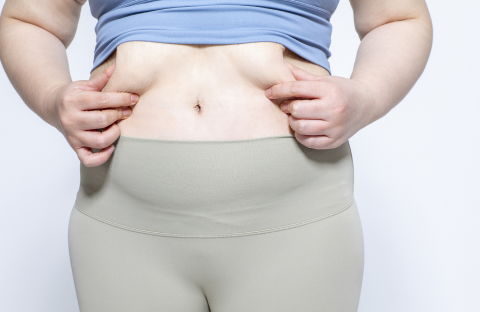 Abdominal Body Fat Pinch Showing Belly Fat Reduction As Part Of Healthy Weight Management