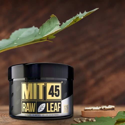MIT 45 Raw White Leaf Kratom 125 Capsules