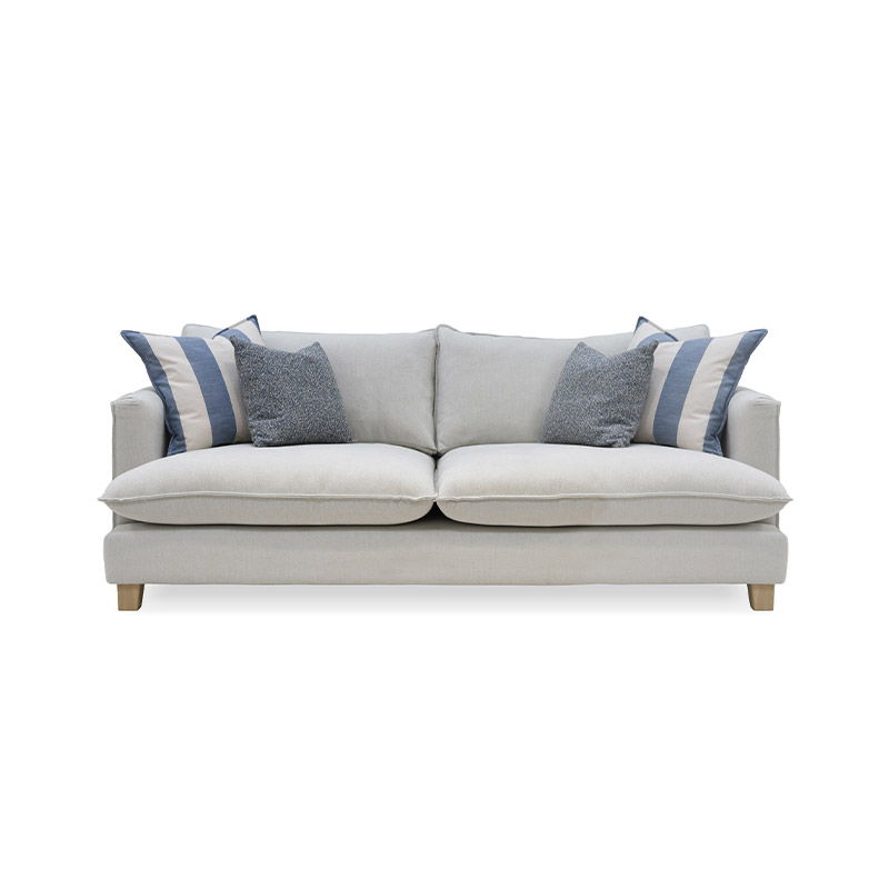 Howth 3 seat light grey fabric sofa