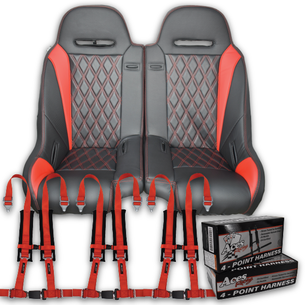 Red Apex Split bench with red harnesses