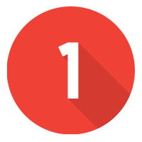 Red circular badge with the number one and a shadow effect.