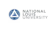 Logo of National Louis University with a triangle emblem.