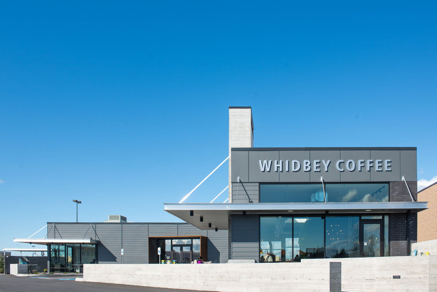 Whidbey Coffee flagship store with modern look in Burlington, Washington