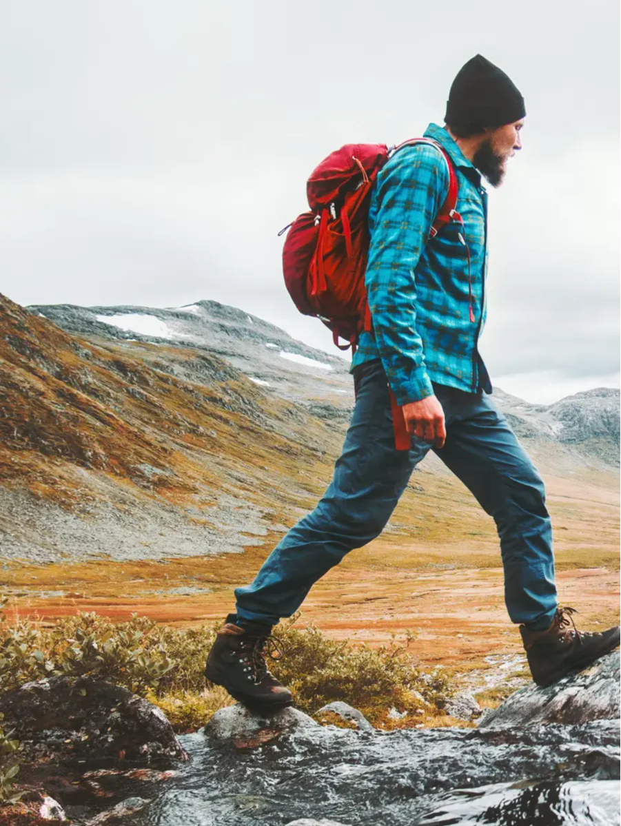 Man hiking in the mountains