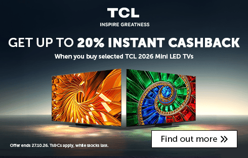 TCL advertisement for cashback on selected Mini LED TVs.