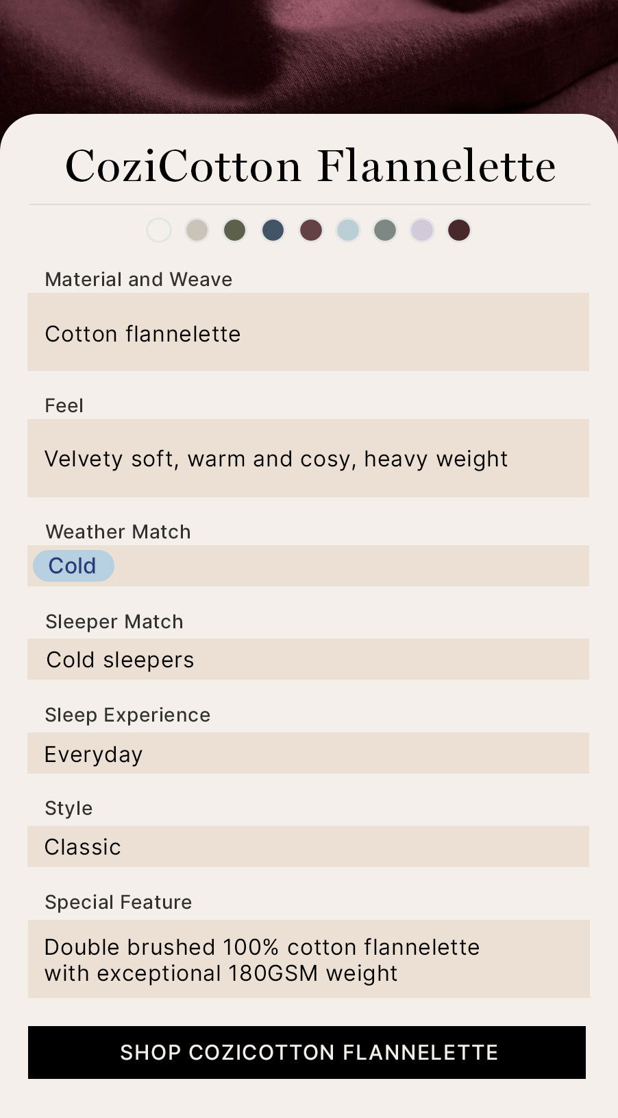 CoziCotton Flannelette product details