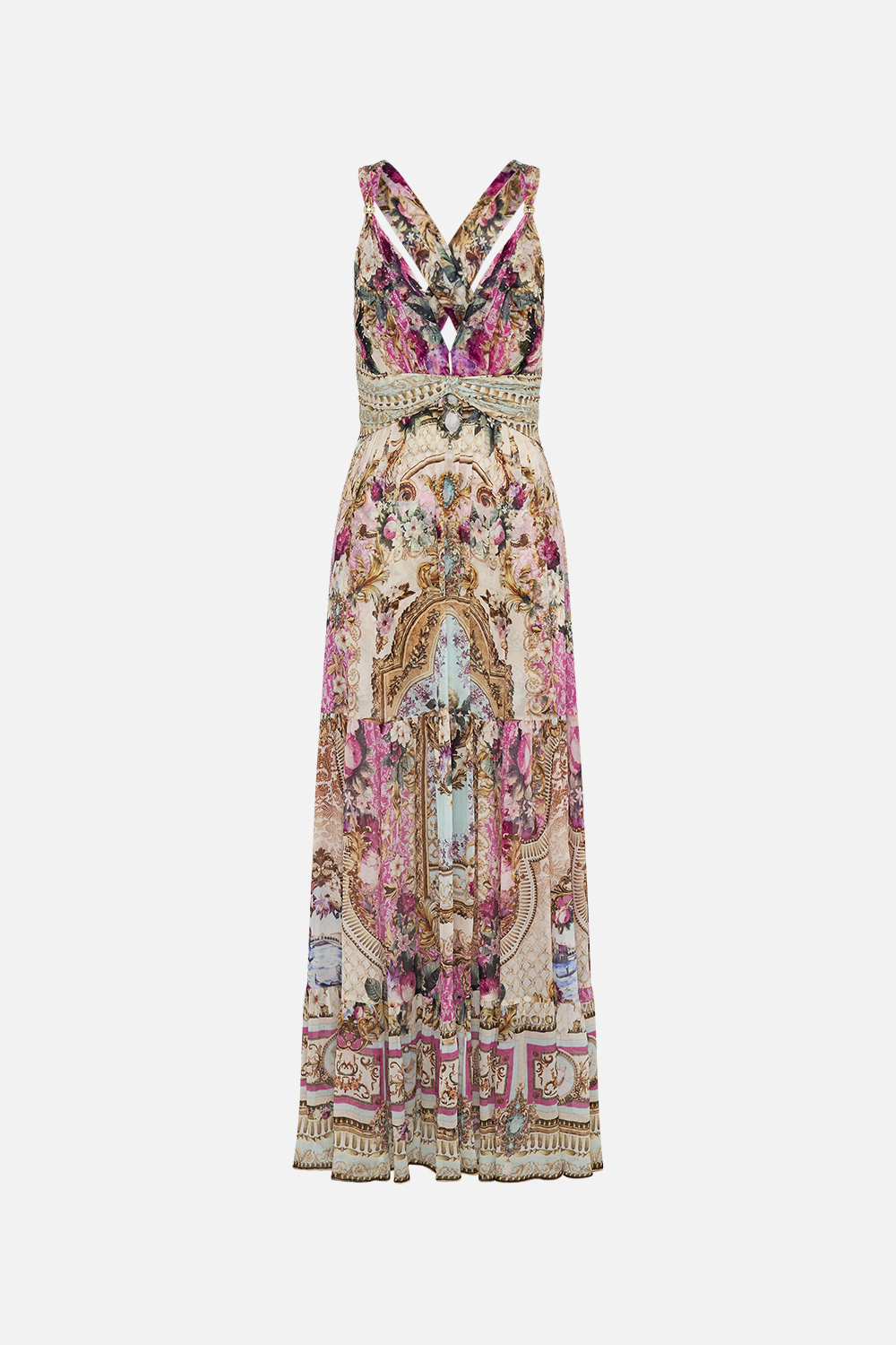CAMILLA NEW COLLECTION CALL OF THE CANAL PINK GATHERED LONG DRESS